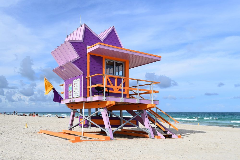 Colorful lifeguard stand on Miami Beach